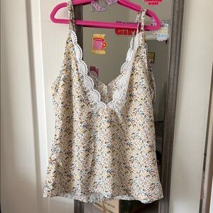 Floral Lace Trim Cami Top